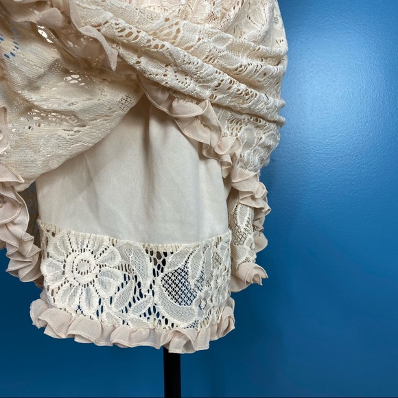 VTG Twenty One Cream Lace Floral Mini Dress Size M - Picture 11 of 14